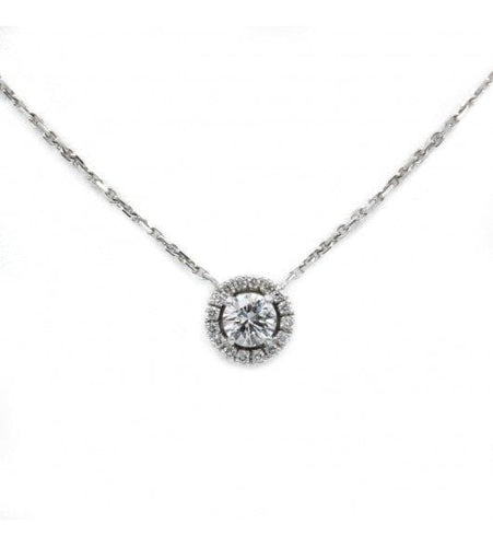 Collier 40 cm / Blanc/Gris / Or 750 Collier HALO Diamants 58 Facettes R220006
