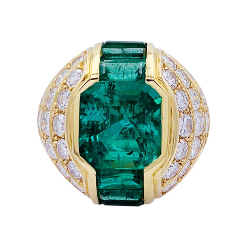 Bague 52 Bague dôme émeraudes, diamants. 58 Facettes 32436