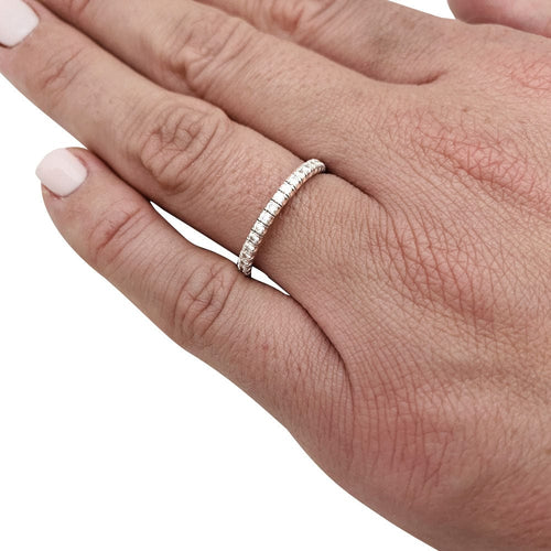Bague 53 Alliance Cartier, "Etincelle", or blanc, diamants. 58 Facettes 32039