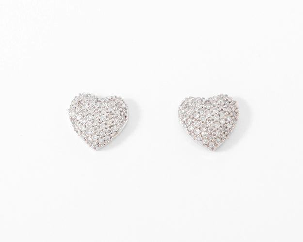 Boucles d'oreilles Boucles d'oreilles or gris forme cœur, diamants 58 Facettes