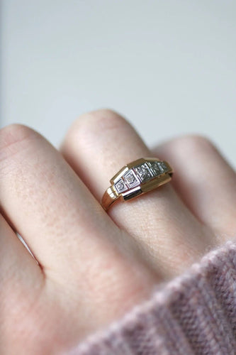 Bague Bague bandeau Art-Déco 3 Ors Diamants 58 Facettes