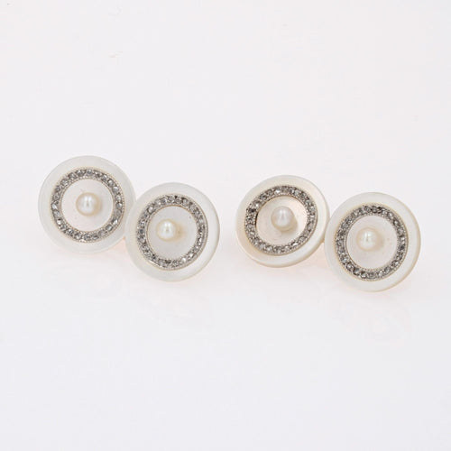 Boutons de manchette Boutons de manchette anciens perles fines nacre et diamants 58 Facettes 22-646