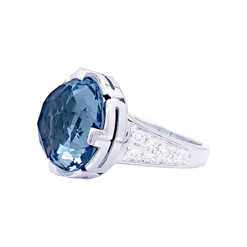 Bague 54 Bague Bulgari "Parentesi Cocktail" en or blanc, topaze bleue et diamants. 58 Facettes 33375