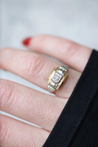 Bague 53 Bague Art Déco trois ors et diamant 58 Facettes