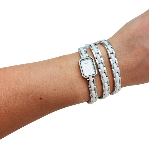 Montre Montre Chanel, "Première Céramique", acier, céramique, diamants. 58 Facettes 32000