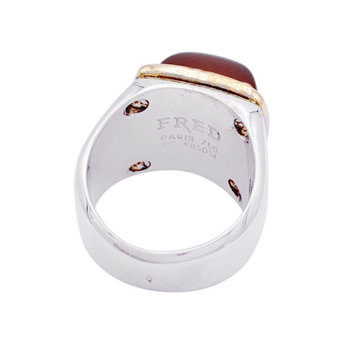 Bague 52 Bague Fred, "Pain de Sucre", deux ors, cornaline. 58 Facettes 32760