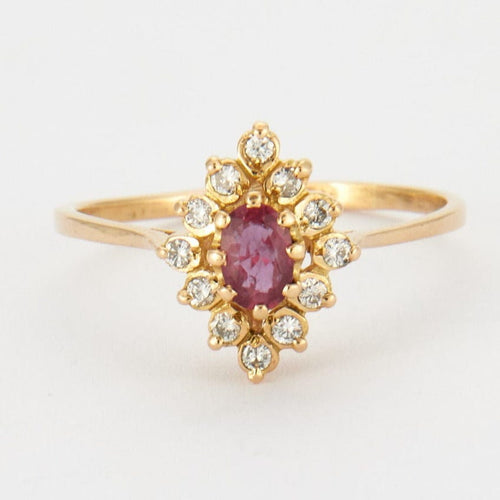 Bague Marguerite Rubis Diamants 58 Facettes