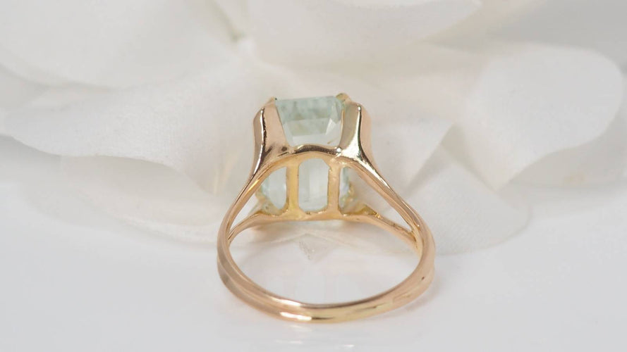 Bague Bague vintage or jaune et aigue-marine 58 Facettes 30982