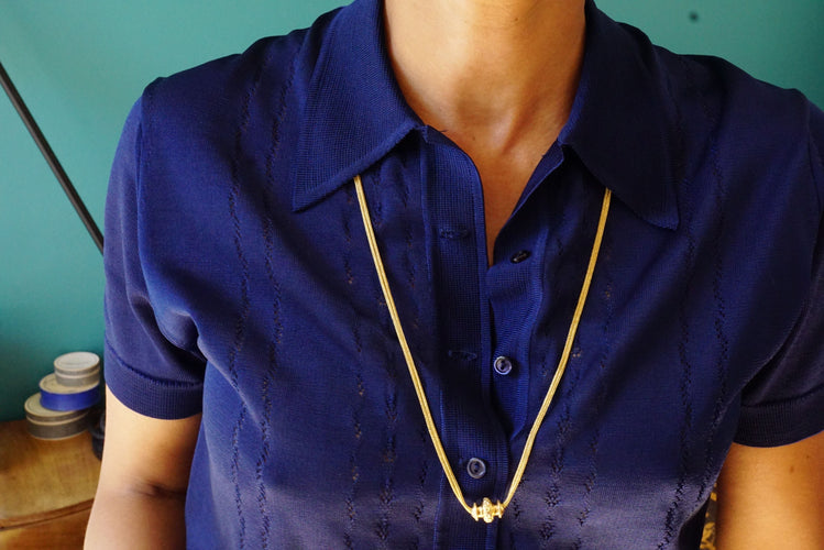 Collier Collier sautoir Napoléon III, giletière avec coulant 58 Facettes