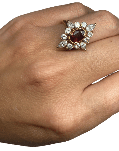 Bague 53 BAGUE MARQUISE RUBIS DIAMANTS 58 Facettes