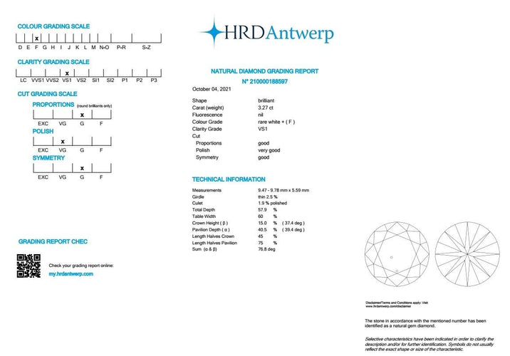 Gemstone Diamant 3.27ct 58 Facettes