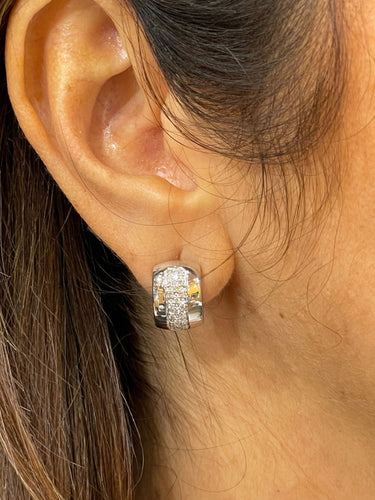 Boucles d'oreilles Boucles d’oreilles mini-créoles or blanc et diamants 58 Facettes