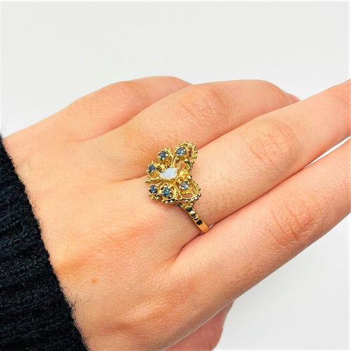 Bague 61 Bague Papillon Opale Saphirs Or jaune 58 Facettes 20400000616