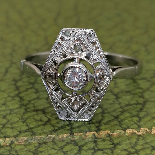 Bague 53 Bague Art Déco platine or blanc diamants 58 Facettes 2334