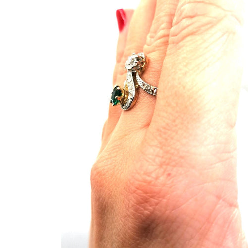 Bague Bague Toi & Moi émeraude diamant 58 Facettes 2845