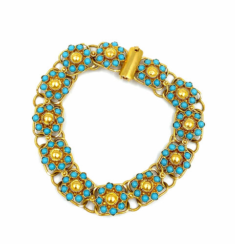 Bracelet Bracelet ethnique en or jaune et turquoises 58 Facettes