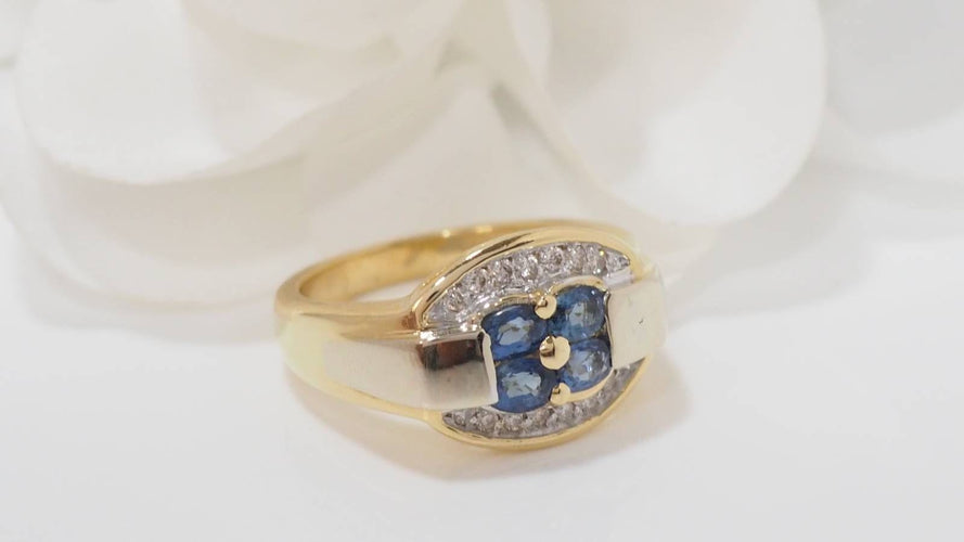 Bague 55 Bague saphirs de Ceylan et diamants 58 Facettes 32136