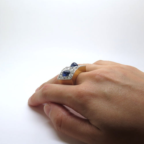 Bague Bague Tank Saphirs Diamants 58 Facettes