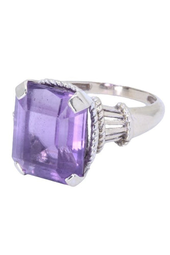 Bague Bague or blanc et améthyste 58 Facettes 074791