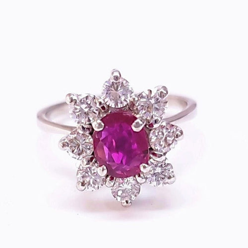 Bague Bague Marguerite rubis et diamants or blanc 58 Facettes RA-607/12