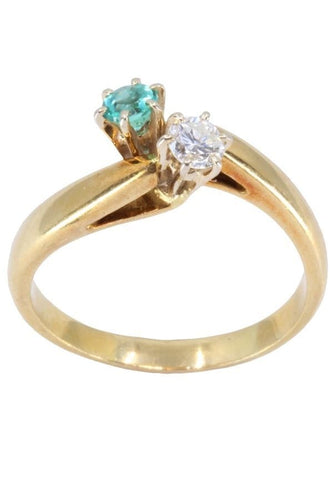 Bague 56 TOI ET MOI ÉMERAUDE ET DIAMANT 58 Facettes 066861