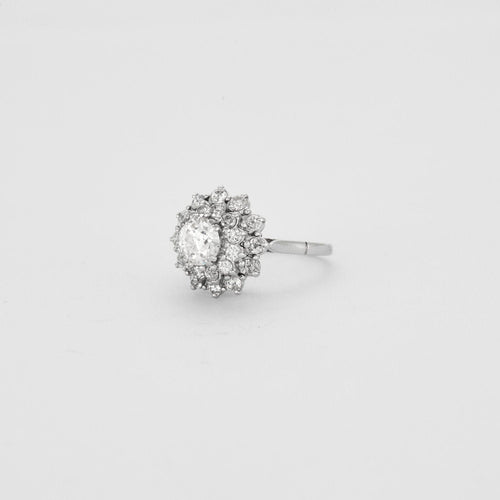 Bague 54 Bague Fleur Vintage Diamants 58 Facettes 1950