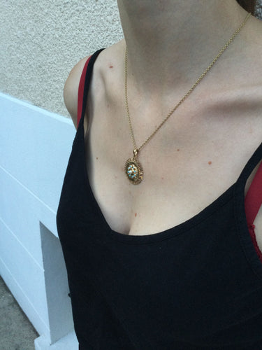 Pendentif Pendentif Or Turquoises Et Perle 58 Facettes 3096/1