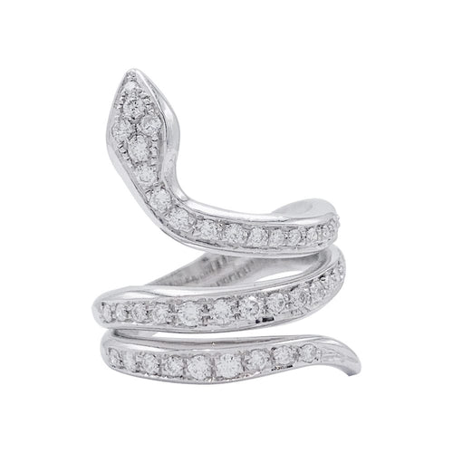 Bague 56 Bague serpent or blanc, diamants. 58 Facettes 32320