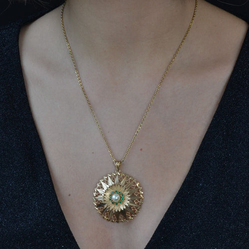 Pendentif Pendentif vintage or jaune perle de culture 58 Facettes 19-201