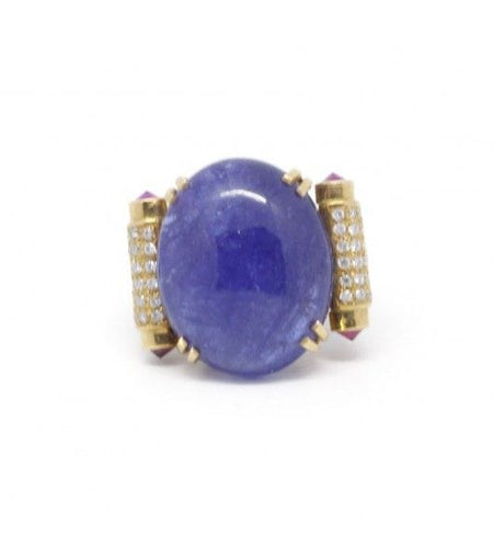 Bague Or 750 Bague  diamants Tanzanite et rubis 58 Facettes 190292R