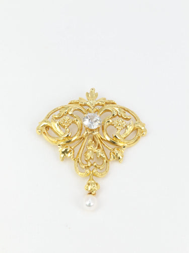 Pendentif Pendentif Art Nouveau diamant & perle 58 Facettes 710