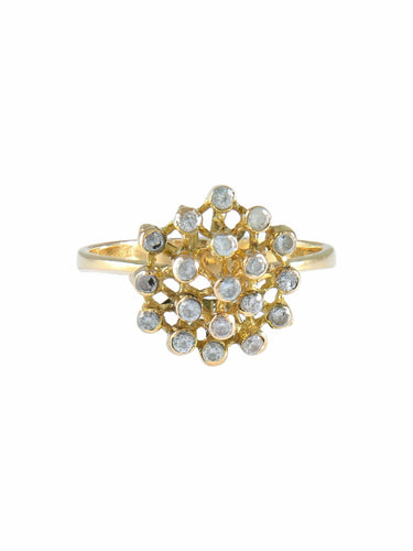 Bague Or Jaune / 52 BAGUE "FLEUR" OR & oxydes de zirconium 58 Facettes BO/220004 STA