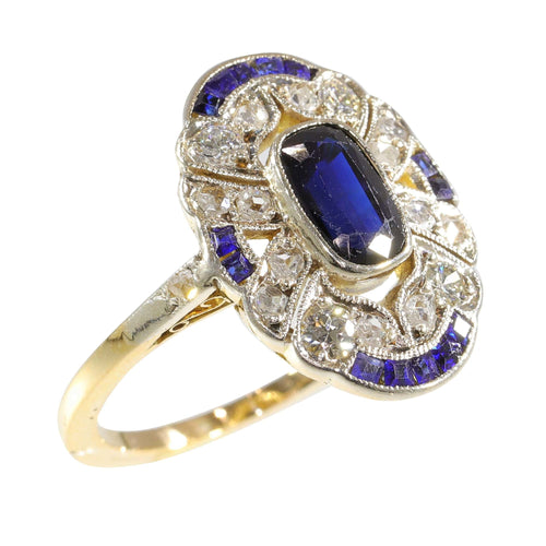 Bague 55 Bague de fiançailles Art Déco diamants Saphirs 58 Facettes 23263-0556