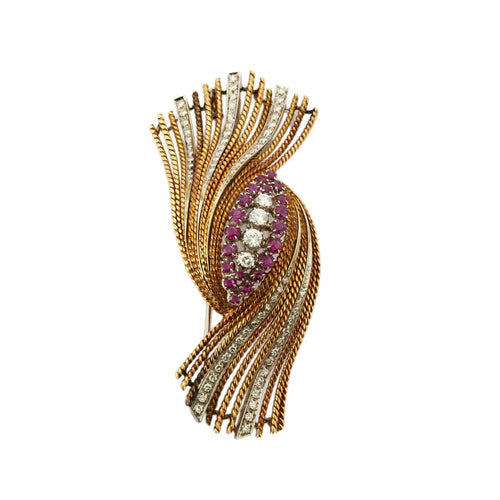 Broche Broche 2 Ors Diamants Rubis 58 Facettes BO/230045