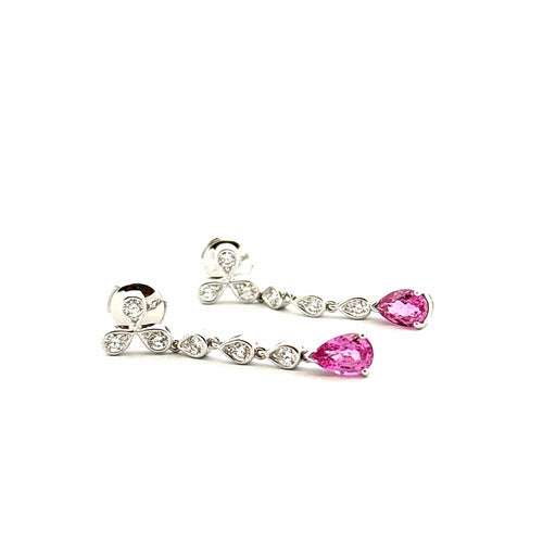 Boucles d'oreilles Boucles d’oreilles or blanc, diamants et tourmaline 58 Facettes