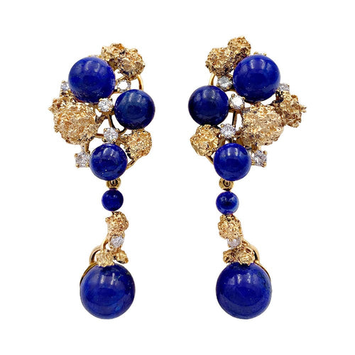 Boucles d'oreilles Clips d'oreilles Chaumet, or jaune, lapis-lazuli. 58 Facettes 32956