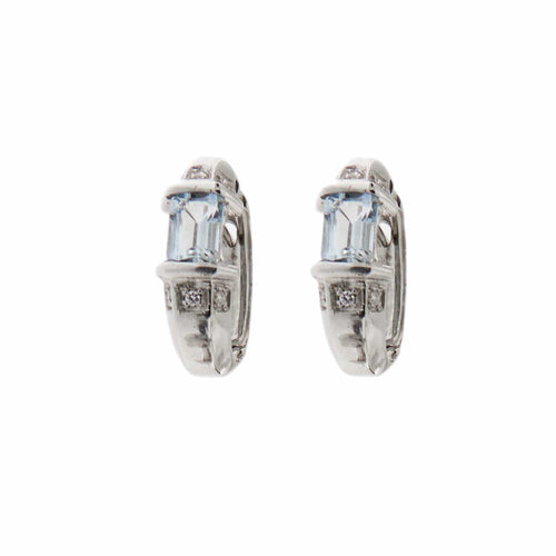 Boucles d'oreilles Boucles d'oreilles créoles diamants et aigues-marines 58 Facettes 19103