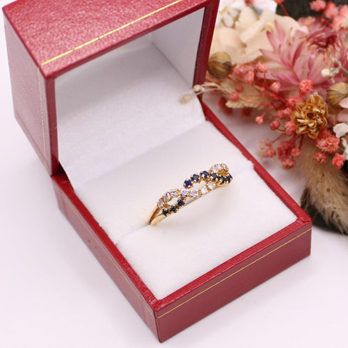 Bague Bague Diamants Saphirs entrelacés 58 Facettes