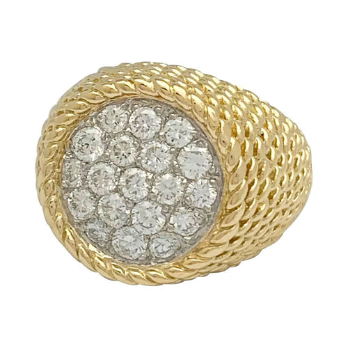 Bague 46 Bague dôme or jaune, platine, diamants. 58 Facettes 31983