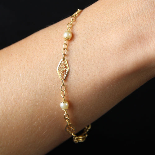 Bracelet Bracelet en or perles et filigranes 58 Facettes CVBR20