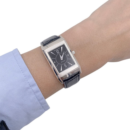 Montre Montre Jaeger Lecoultre, "Reverso", or blanc, acier, cuir. 58 Facettes 32235