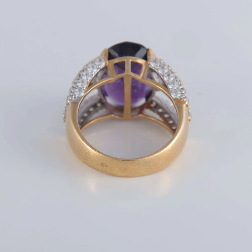 Bague 59 Bague Cocktail améthyste et pierres blanches 58 Facettes 1