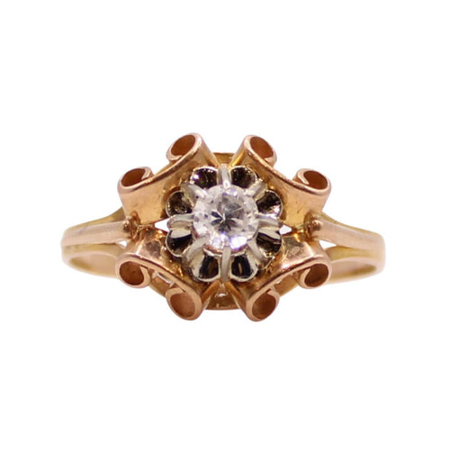 Bague Bague or jaune, pierre blanche 58 Facettes