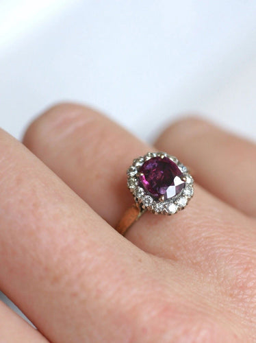 Bague marguerite saphir rose et diamants 58 Facettes