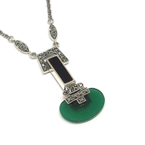 Collier Collier vintage agate verte onyx 58 Facettes