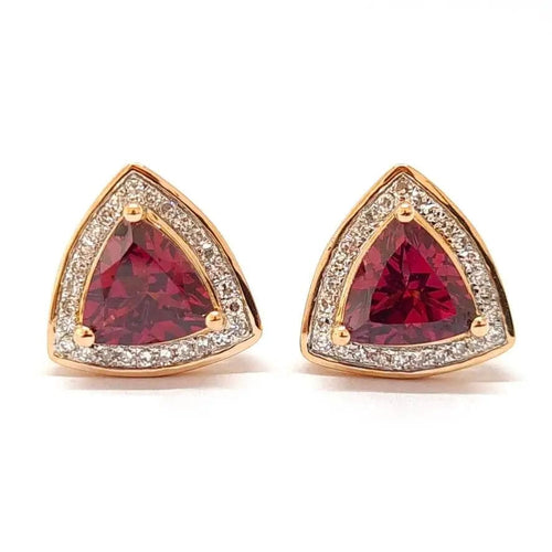 Boucles d'oreilles Boucles d'oreilles rhodolites diamants or rose 58 Facettes