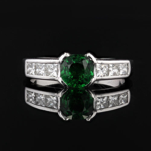 Bague 52 Bague grenat tsavorite et diamants princesse 58 Facettes 22-488