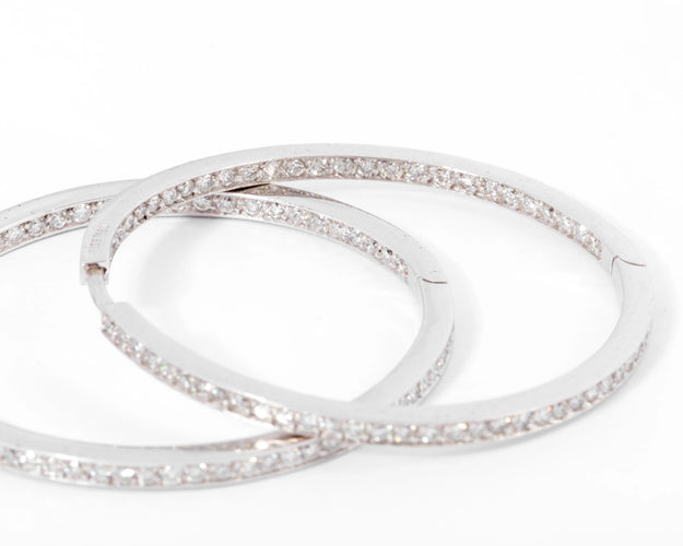 Boucles d'oreilles Créoles en or gris, diamants 58 Facettes