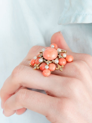 Bague Bague Cabochons de Corail 58 Facettes