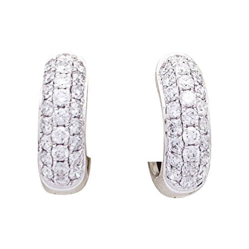 Boucles d'oreilles Créoles or blanc et diamants. 58 Facettes 33354